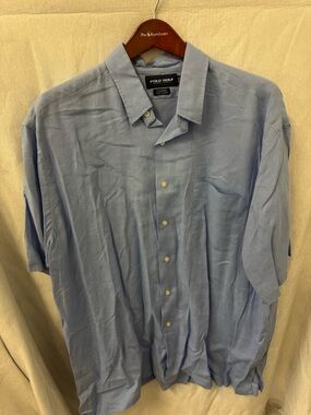 Polo Sport Ralph Lauren Linen Men's Light Blue Short-Sleeve Button-Up Shirt